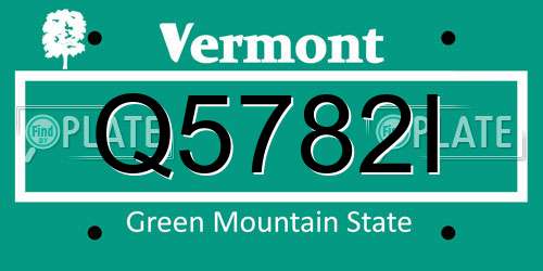 Q5782I Vermont License Plate