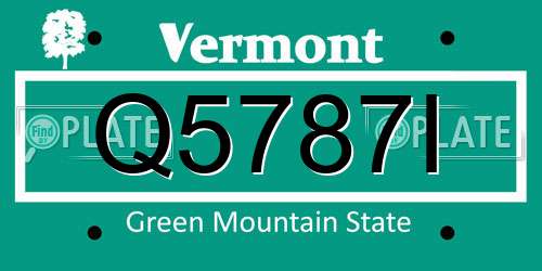 Q5787I Vermont License Plate