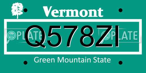 Q578ZI Vermont License Plate