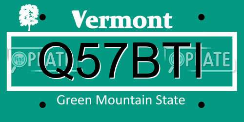 Q57BTI Vermont License Plate