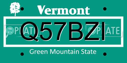 Q57BZI Vermont License Plate