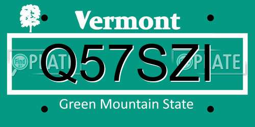 Q57SZI Vermont License Plate