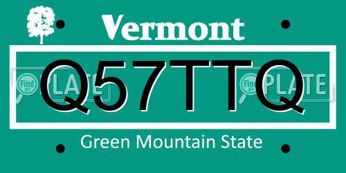 Q57TTQ Vermont License Plate