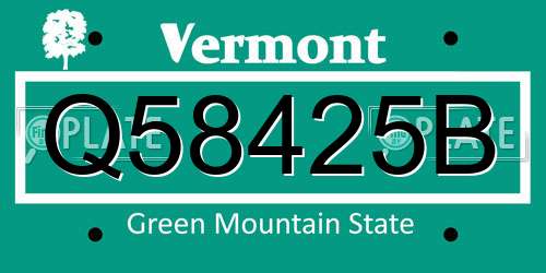 Q58425B Vermont License Plate
