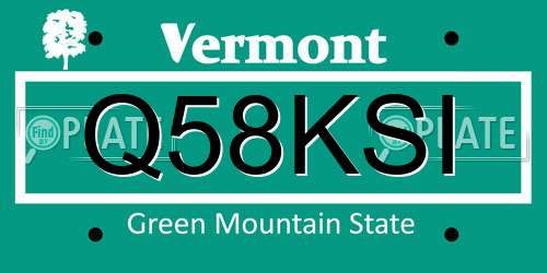Q58KSI Vermont License Plate