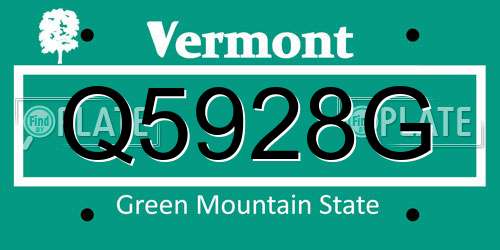 Q5928G Vermont License Plate