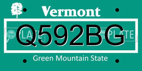 Q592BG Vermont License Plate