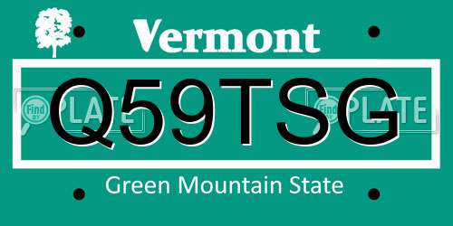 Q59TSG Vermont License Plate