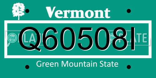 Q60508I Vermont License Plate