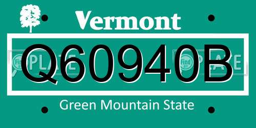 Q60940B Vermont License Plate