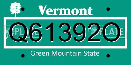 Q61392O Vermont License Plate