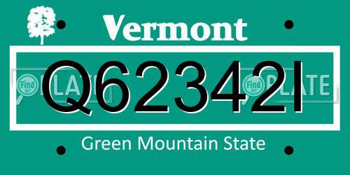 Q62342I Vermont License Plate