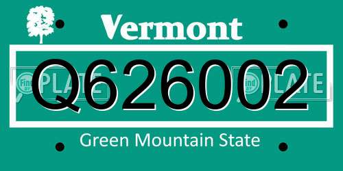 Q626002 Vermont License Plate