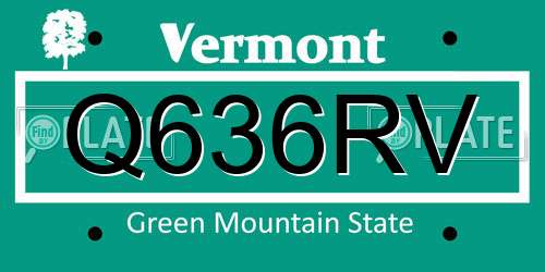 Q636RV Vermont License Plate