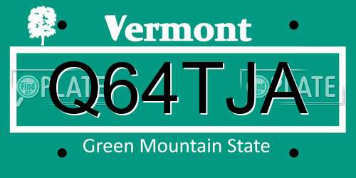 Q64TJA Vermont License Plate