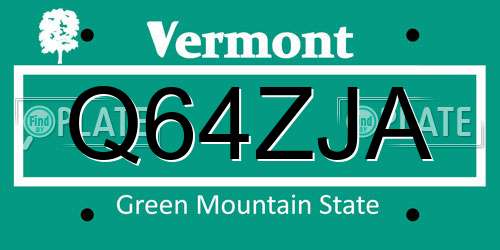 Q64ZJA Vermont License Plate