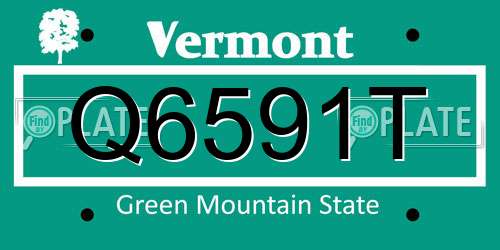 Q6591T Vermont License Plate