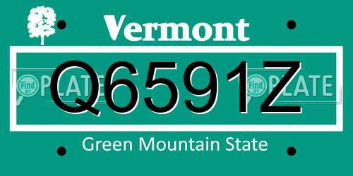 Q6591Z Vermont License Plate