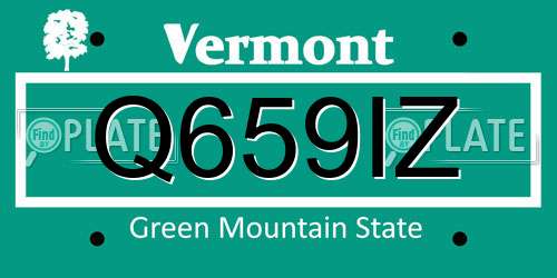 Q659IZ Vermont License Plate