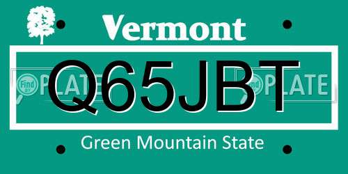 Q65JBT Vermont License Plate