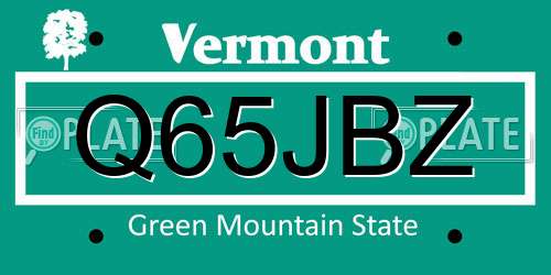 Q65JBZ Vermont License Plate