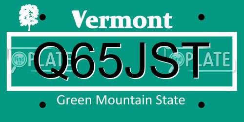 Q65JST Vermont License Plate
