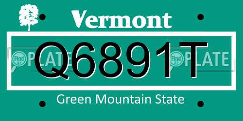 Q6891T Vermont License Plate