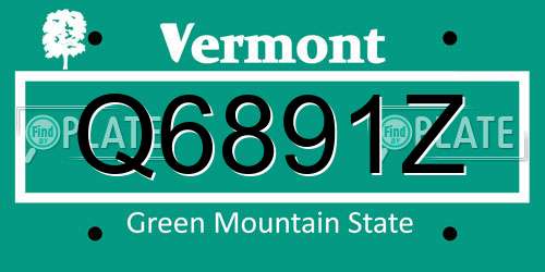 Q6891Z Vermont License Plate