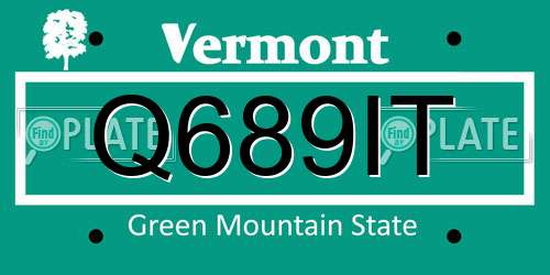 Q689IT Vermont License Plate