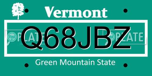 Q68JBZ Vermont License Plate