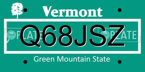 Q68JSZ Vermont License Plate