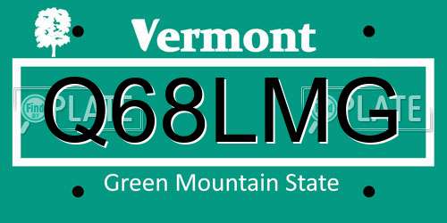 Q68LMG Vermont License Plate