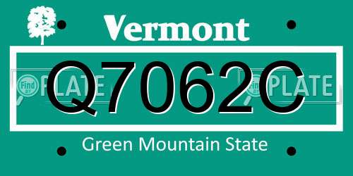 Q7062C Vermont License Plate