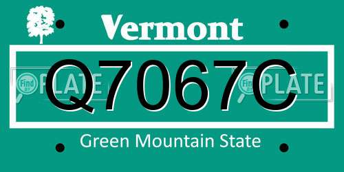 Q7067C Vermont License Plate