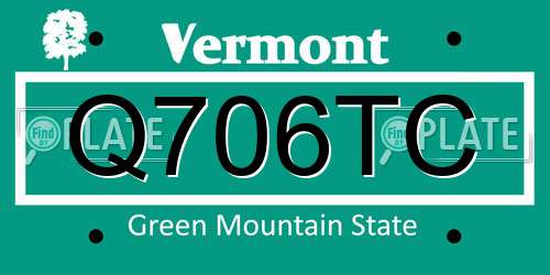 Q706TC Vermont License Plate