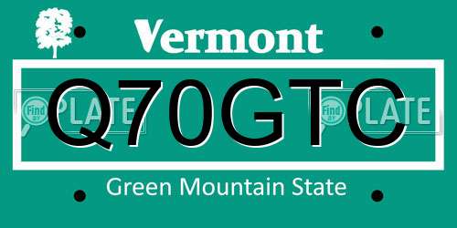Q70GTC Vermont License Plate
