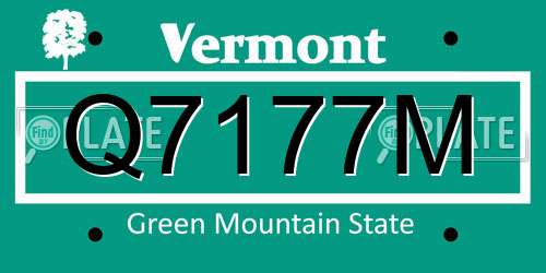 Q7177M Vermont License Plate