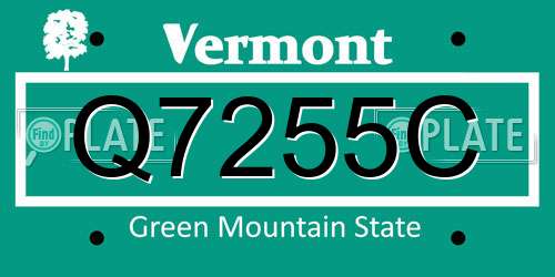 Q7255C Vermont License Plate