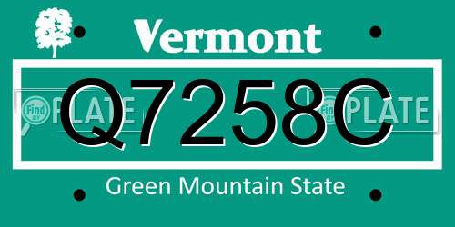 Q7258C Vermont License Plate
