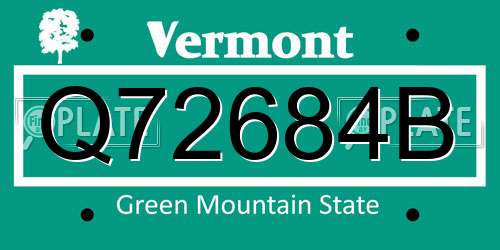 Q72684B Vermont License Plate