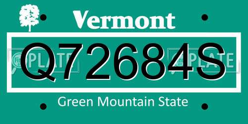 Q72684S Vermont License Plate