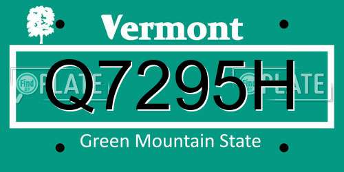 Q7295H Vermont License Plate