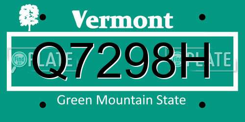 Q7298H Vermont License Plate