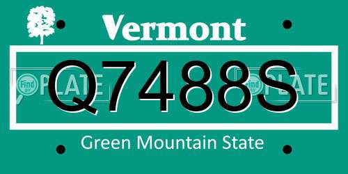 Q7488S Vermont License Plate