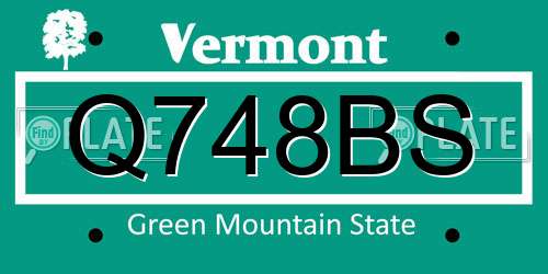 Q748BS Vermont License Plate