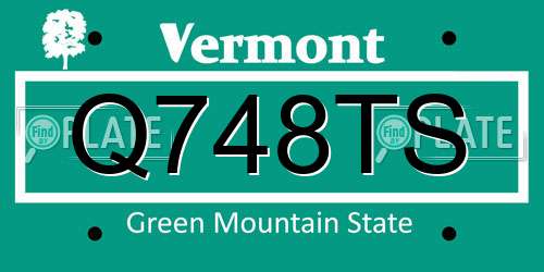 Q748TS Vermont License Plate
