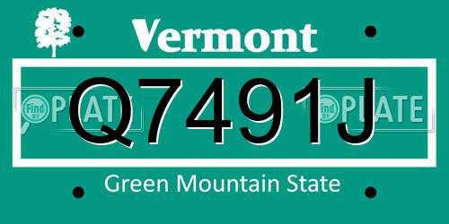 Q7491J Vermont License Plate
