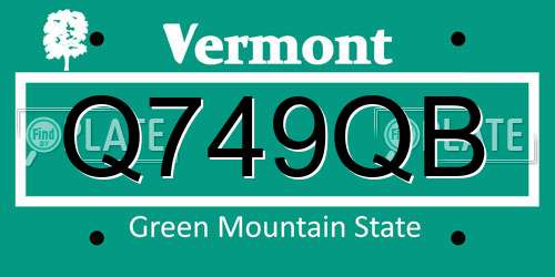 Q749QB Vermont License Plate