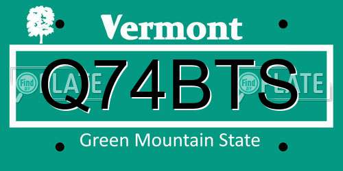 Q74BTS Vermont License Plate