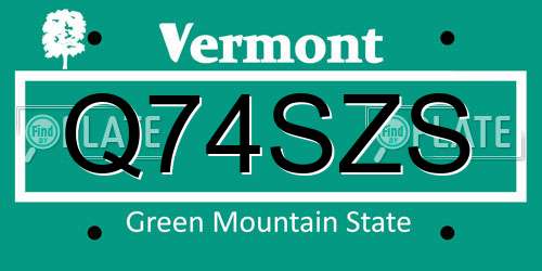 Q74SZS Vermont License Plate